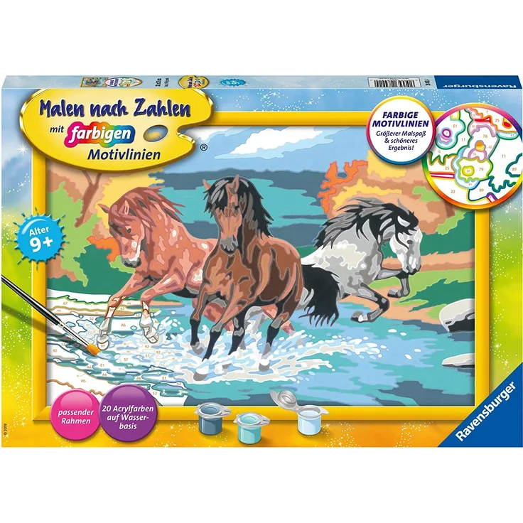 Ravensburger Malen nach Zahlen Malset Stolze Wildpferde