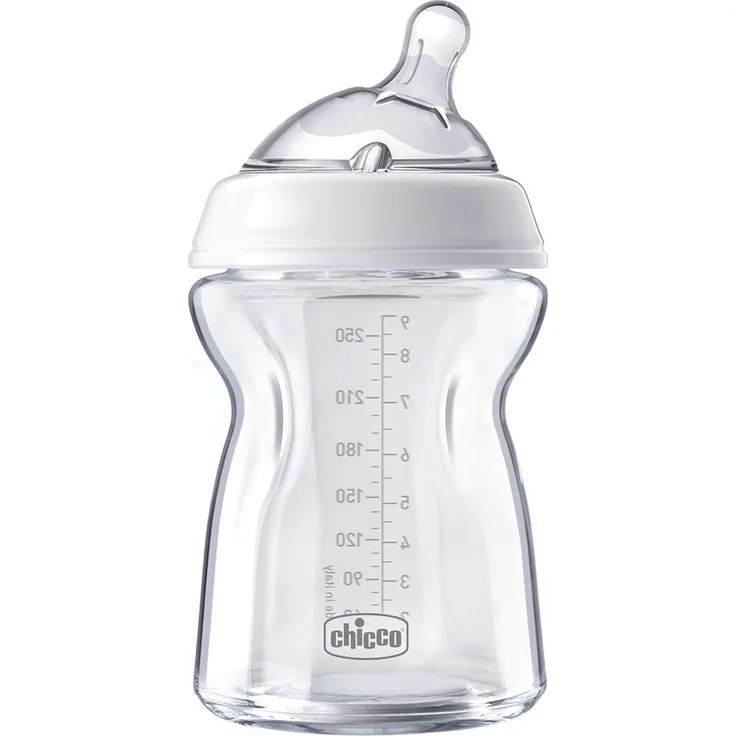Chicco 00080623000000 Natural Feeling Biberon Vetro 0Mesi+, 250 ml, transparent