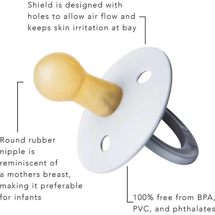 BIBS Colour Schnuller 2er Pack | BPA-frei | Kirschform Nippel | Naturkautschuk Blush & Vanilla 0-6 Monate – Bild 3