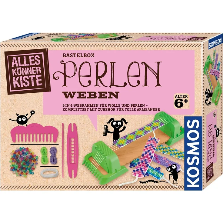 Kosmos 604387 Perlen weben 2-in-1-Webrahmen, Bastel-Set