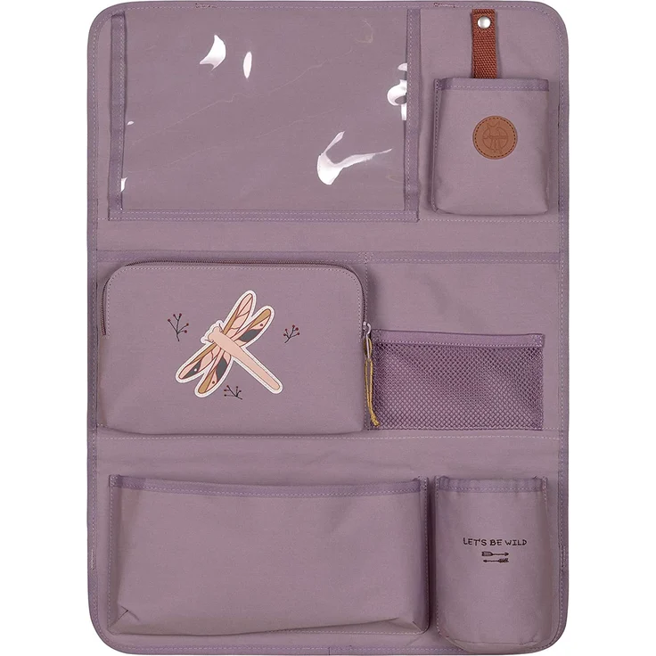 LÄSSIG Autoorganizer Autorücksitzorganizer Rücksitztasche für Auto zum Hängen zusammenklappbar 55 cm/Car Wrap-to-Go Adventure Dragonfly, Lila – Bild 1
