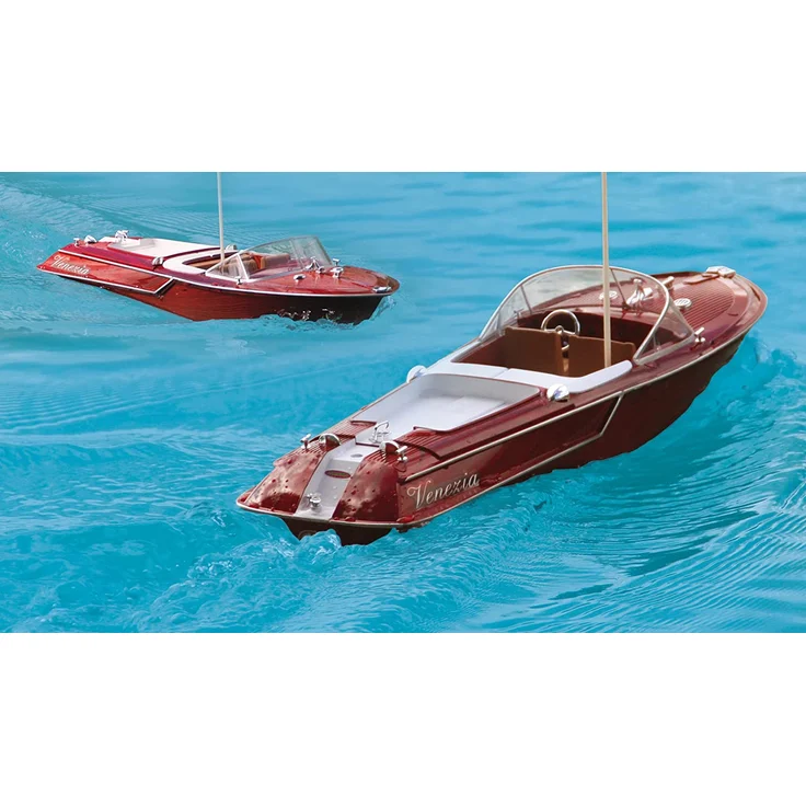Jamara 040390 - Venezia 2 Kanal 40Mhz - 2 Antriebsmotoren mit Sicherheitsfunktion! Schiffsschrauben drehen sich nur im Wasser,Stahl Antriebswellen,hochwertiger Holzoptik, Schnellverschlüssen,LED an RC – Bild 2