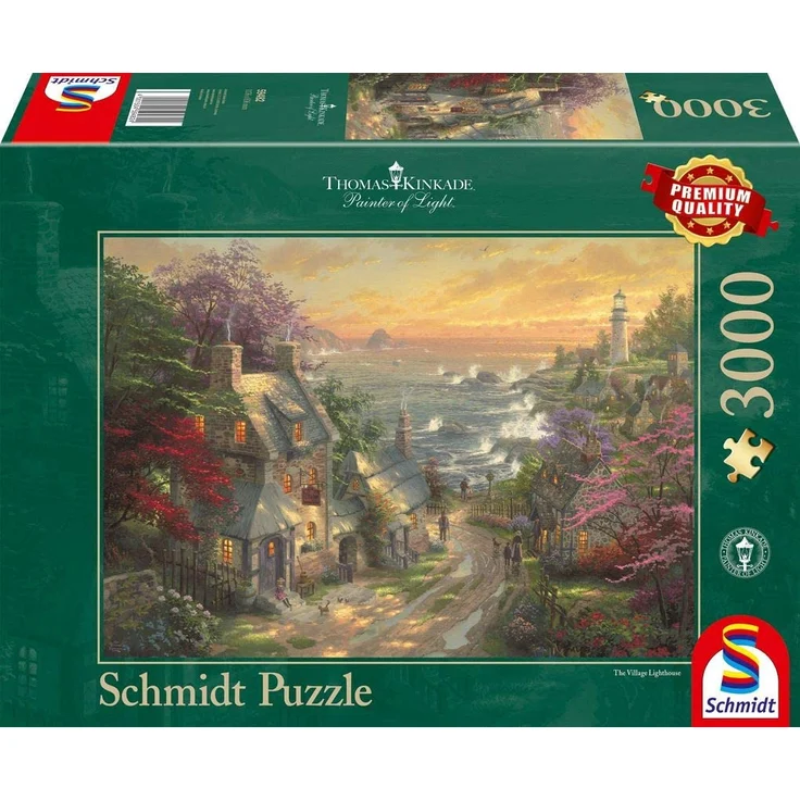 Schmidt Spiele Puzzle 59482 59482-Dörfchen am Leuchtturm, Thomas Kinkade, 3.000 Teile, bunt
