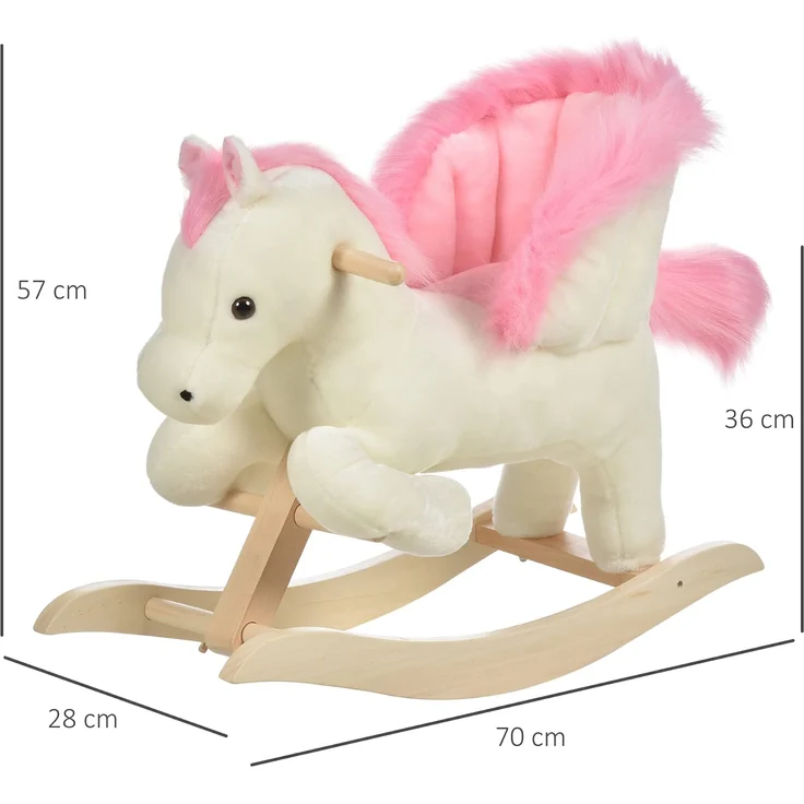 HOMCOM Schaukelpferd mit Tiergeräusche weiß, rosa – Bild 3