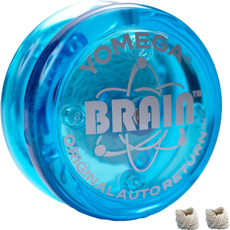 Yomega DAS ORIGINAL Brain - Professionelles Yoyo für Kinder und Anfänger, reaktionsschneller Automatische Rückkehr Yo Yo am besten für Seiten Tricks + zusätzliche 2 Seiten (Blau)