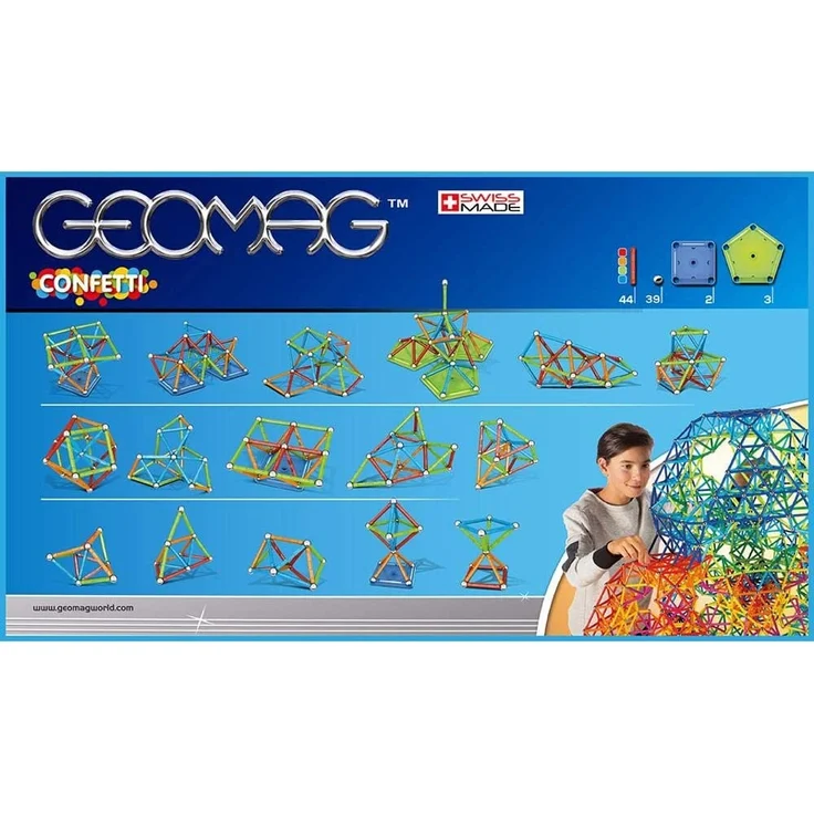 Geomag, Classic Confetti, 353, Magnetkonstruktionen und Lernspiele, Konstruktionsspielzeug, 88-teilig – Bild 10
