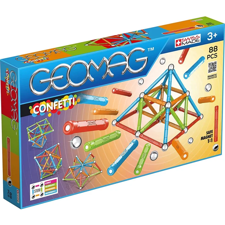 Geomag, Classic Confetti, 353, Magnetkonstruktionen und Lernspiele, Konstruktionsspielzeug, 88-teilig – Bild 9