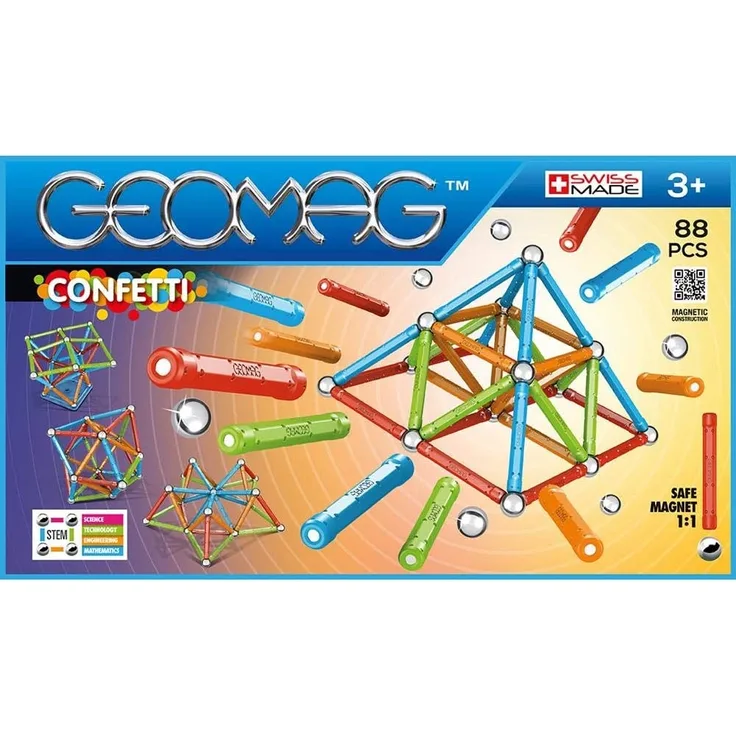 Geomag, Classic Confetti, 353, Magnetkonstruktionen und Lernspiele, Konstruktionsspielzeug, 88-teilig