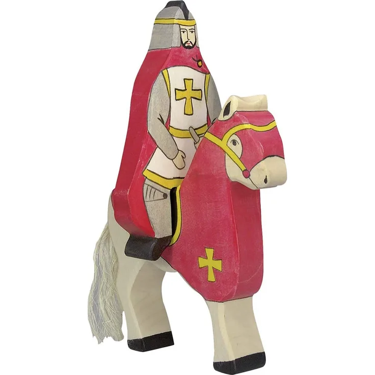 HOLZTIGER Roter Ritter mit Mantel, reitend (ohne Pferd) Maße ca. 9,5x2,6x15cm
