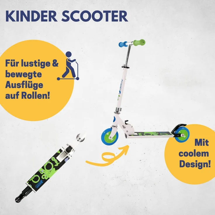 Best Sporting Scooter 125er Rolle, Tretroller für Kinder, klappbar, weiß/blau – Bild 2