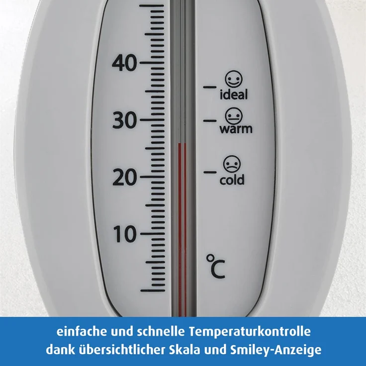 reer Baby-Thermometer für die Badewanne mit süßem Unterwasserwelt-Motiv, kindersicheres Bade-Thermometer, grau – Bild 3