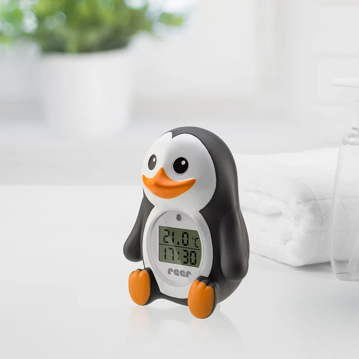 reer Digitales Bade-Thermometer "MyHappyPingu", 2in1 Bade- und Raumthermometer, Timer-Funktion und Temperaturalarm – Bild 3