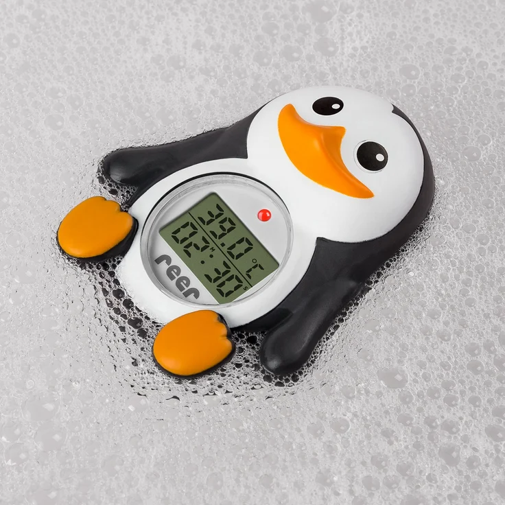 reer Digitales Bade-Thermometer "MyHappyPingu", 2in1 Bade- und Raumthermometer, Timer-Funktion und Temperaturalarm – Bild 4