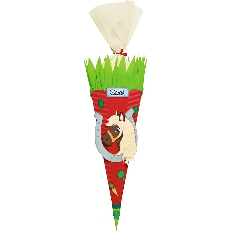 Ursus 9850029 Schultüte Bastelset Pony, sechseckig, Höhe ca. 68 cm, Duchmesser ca. 20 cm, inklusive Bastelanleitung und Vorlagebogen, zum Selbstbasteln, ideal für die Einschuluung – Bild 1
