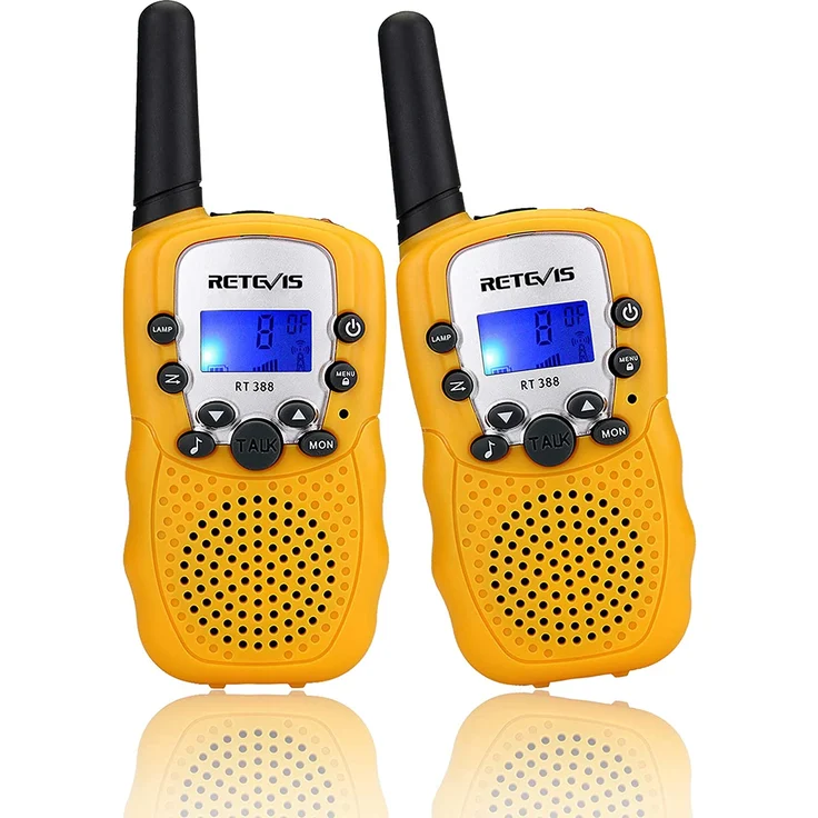 Retevis RT388 Funkgerät Kinder, Walkie Talkie Große Reichweite,8 Kanäle VOX Tastatursperre, Geschenke für 3-12 Mädchen Junge, Abenteuer im Freien, Familienspiele, Wandern (1 Paar, Gelb) – Bild 1