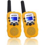 Retevis RT388 Funkgerät Kinder, Walkie Talkie Große Reichweite,8 Kanäle VOX Tastatursperre, Geschenke für 3-12 Mädchen Junge, Abenteuer im Freien, Familienspiele, Wandern (1 Paar, Gelb)