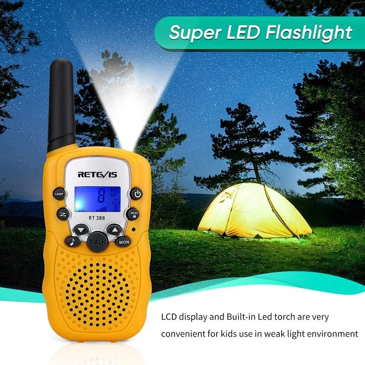 Retevis RT388 Funkgerät Kinder, Walkie Talkie Große Reichweite,8 Kanäle VOX Tastatursperre, Geschenke für 3-12 Mädchen Junge, Abenteuer im Freien, Familienspiele, Wandern (1 Paar, Gelb) – Bild 6