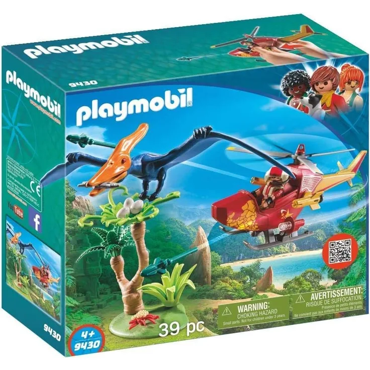 PLAYMOBIL Dinos 9430 Helikopter mit Flugsaurier, Ab 4 Jahren