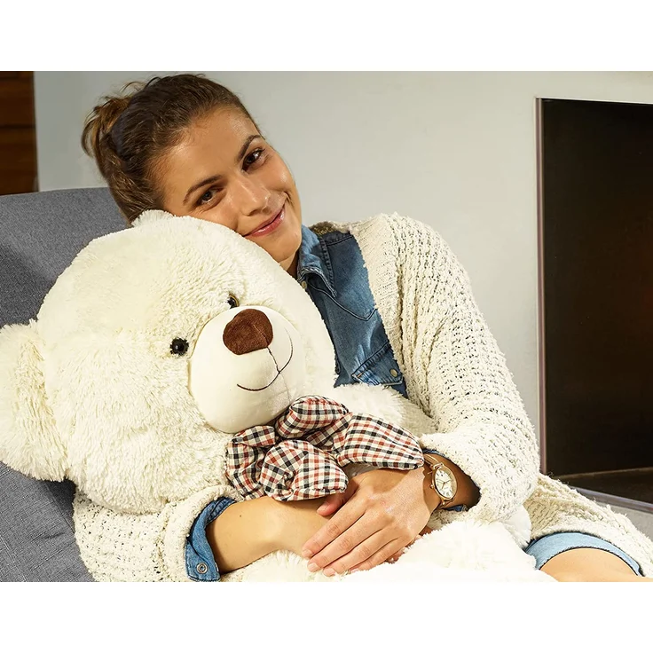 Monzana Teddybär L - XXXL 50-175cm verschiedene Farben Weiches Fell Schleife Tatzendruck Geschenk Plüschtier Kuscheltier Stofftier Riesen Teddy Bär – Bild 2