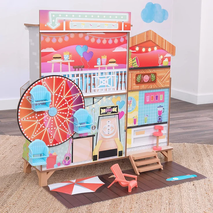 KidKraft 20053 Riesenrad Strandhaus Puppenhaus aus Holz, Multi, ab 3 Jahren – Bild 8