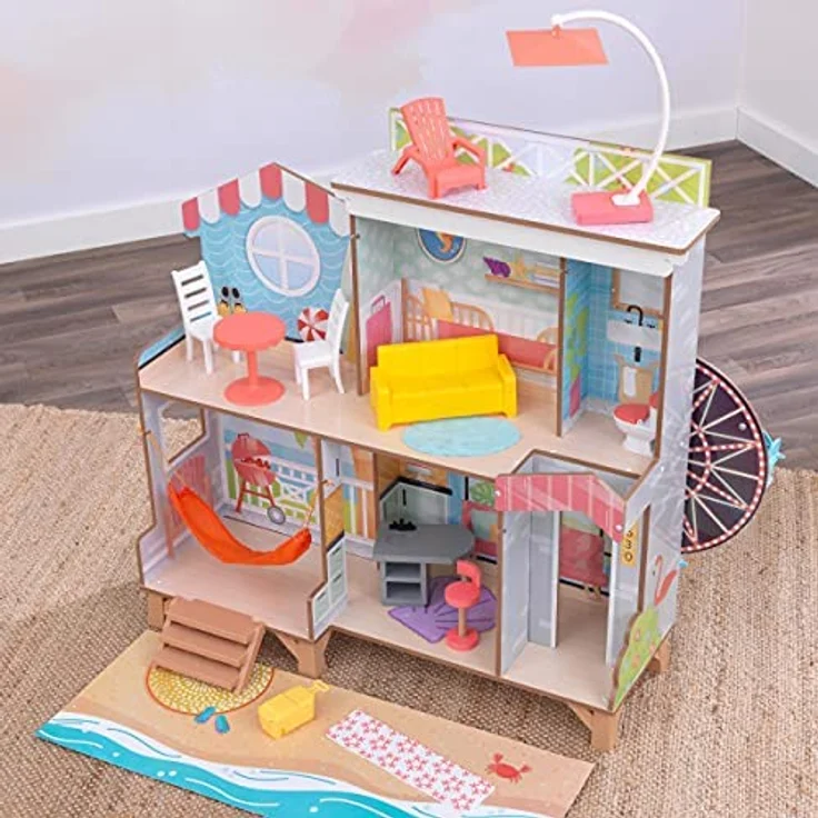 KidKraft 20053 Riesenrad Strandhaus Puppenhaus aus Holz, Multi, ab 3 Jahren – Bild 12