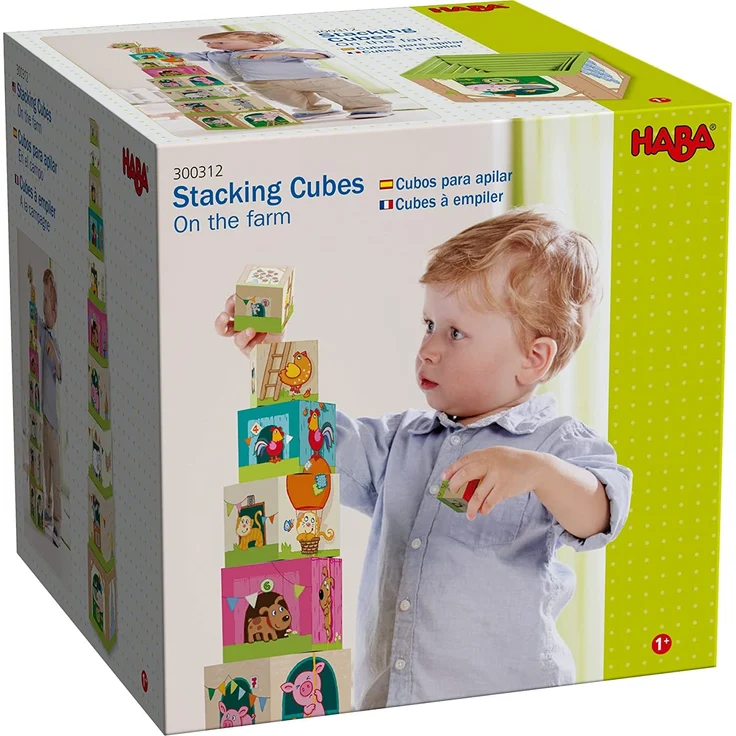 Haba 5879 Stapelwürfel 'Auf dem Land', lustiges Stapelspiel für Babys ab 1 Jahr, Stapelwürfel aus stabilem Karton, BPA-frei, Turm mit niedlichen Bauernhofmotiven - Preisvergleich – Bild 8