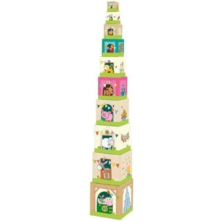 Haba 5879 Stapelwürfel 'Auf dem Land', lustiges Stapelspiel für Babys ab 1 Jahr, Stapelwürfel aus stabilem Karton, BPA-frei, Turm mit niedlichen Bauernhofmotiven - Preisvergleich – Bild 10