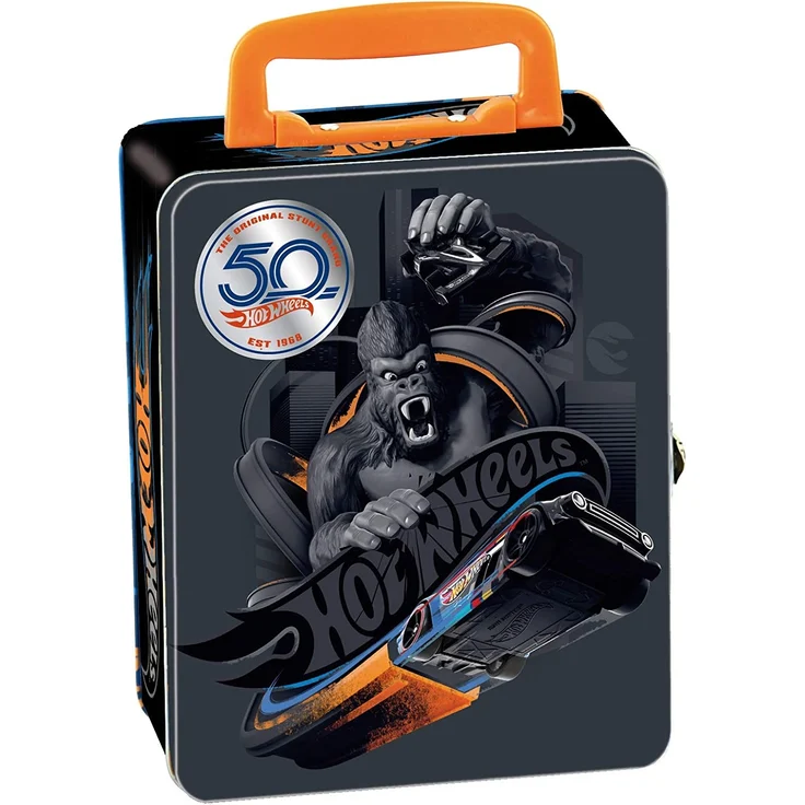 Theo Klein 2881 Hot Wheels Sammelkoffer I Metallkoffer für bis zu 50 Autos I Praktische Unterteilungen I Maße: 37,5 cm x 26 cm x 8,5 cm I Spielzeug für Kinder ab 3 Jahren – Bild 1