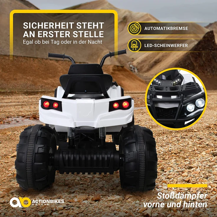 Kinder Elektro Quad Auto BUMPER Atv Elektroauto Kinderauto Elektrofahrzeug Pocket (Weiß) – Bild 5