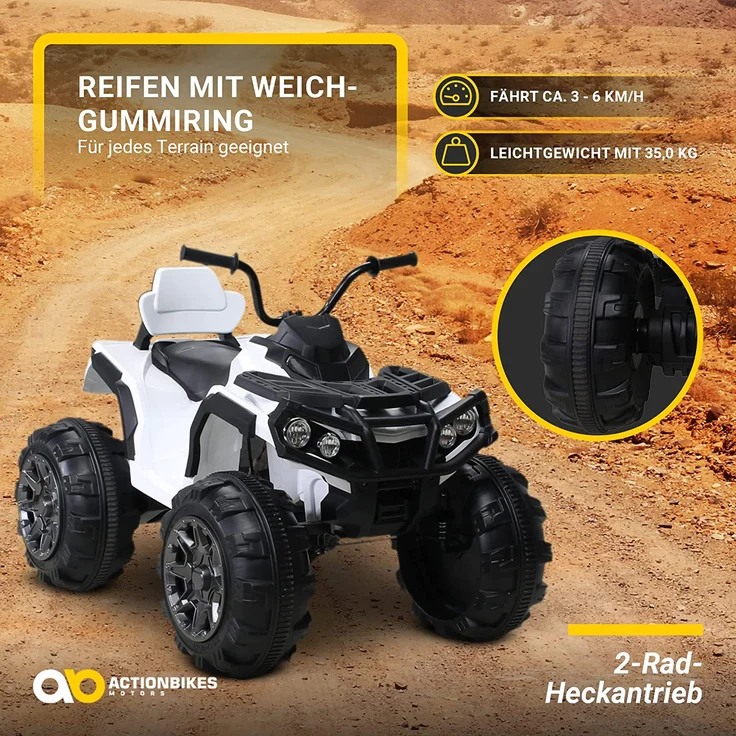 Kinder Elektro Quad Auto BUMPER Atv Elektroauto Kinderauto Elektrofahrzeug Pocket (Weiß) – Bild 7