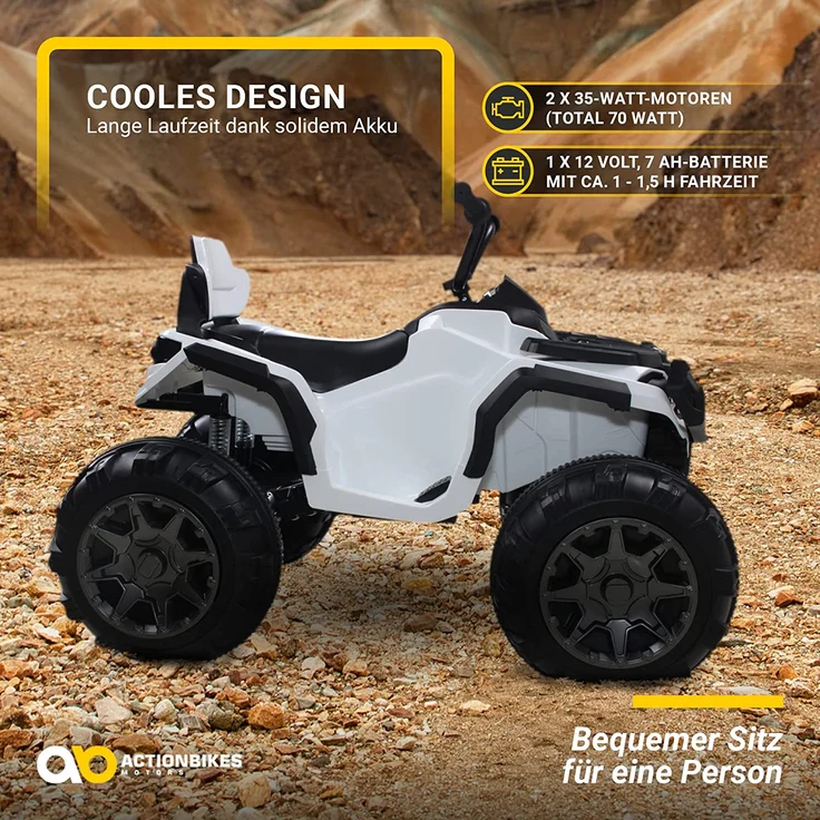 Kinder Elektro Quad Auto BUMPER Atv Elektroauto Kinderauto Elektrofahrzeug Pocket (Weiß) – Bild 3