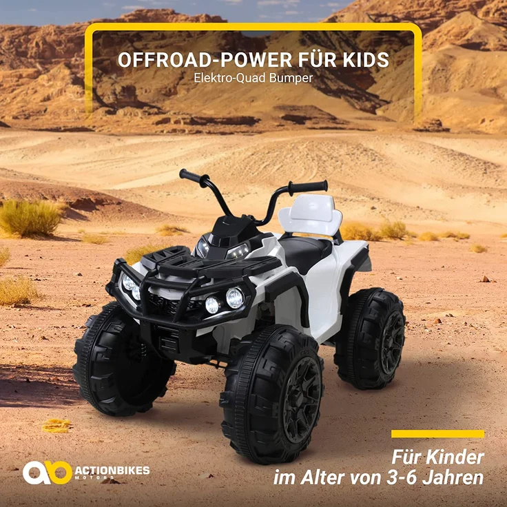 Kinder Elektro Quad Auto BUMPER Atv Elektroauto Kinderauto Elektrofahrzeug Pocket (Weiß) – Bild 2