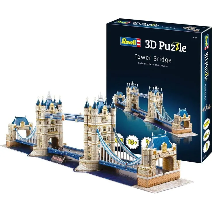 Revell 3D Puzzle 00207 Tower Bridge aus London, eines der bekanntesten Bauwerke, Breite 80 cm Die Welt in 3D entdecken, Bastelspass für Jung und Alt, farbig