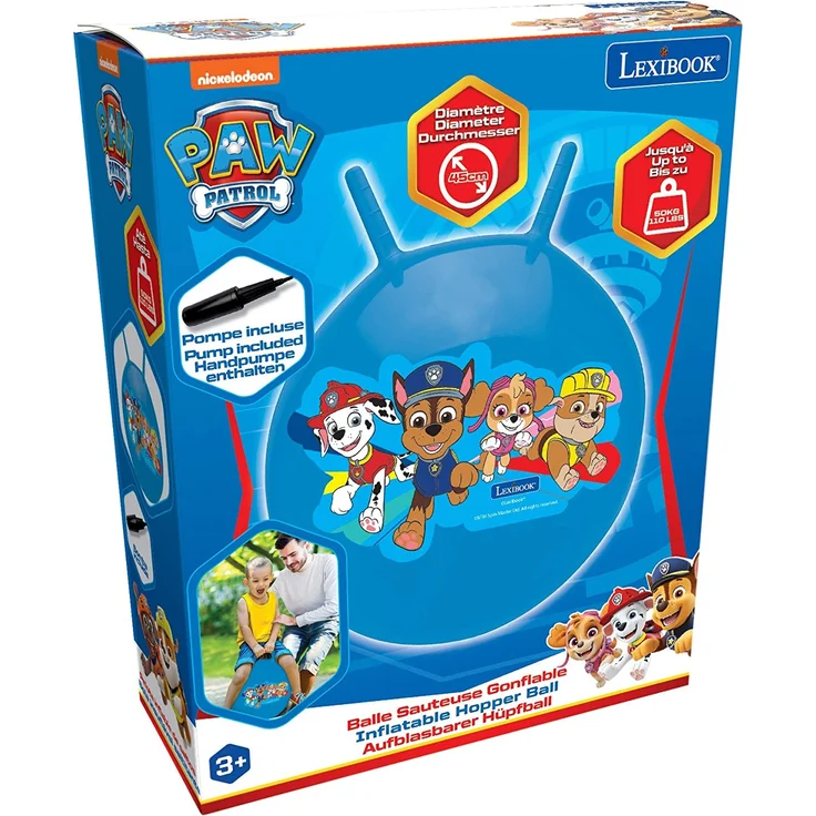 PAW Patrol Helfer auf Vier Pfoten Chase Aufblasbarer Hüpfball, Inbegriffenen manuellen Pumpe, Sicherer und widerstandsfähiger Kunststoff, Blau, BG040PA – Bild 2