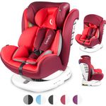 Lionelo Bastiaan Kindersitz Auto Kindersitz Isofix und Top Tether Kindersitz Drehbar um 360 Grad Autositz Gruppe 0 1 2 3 ab Geburt bis 36 kg TÜV SÜD ECE R 44 04 (Rot)