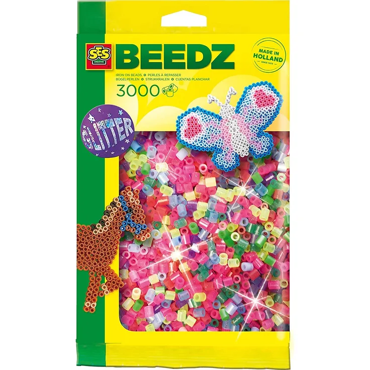 SES Creative - Bügelperlen 3000 Stück glitzer