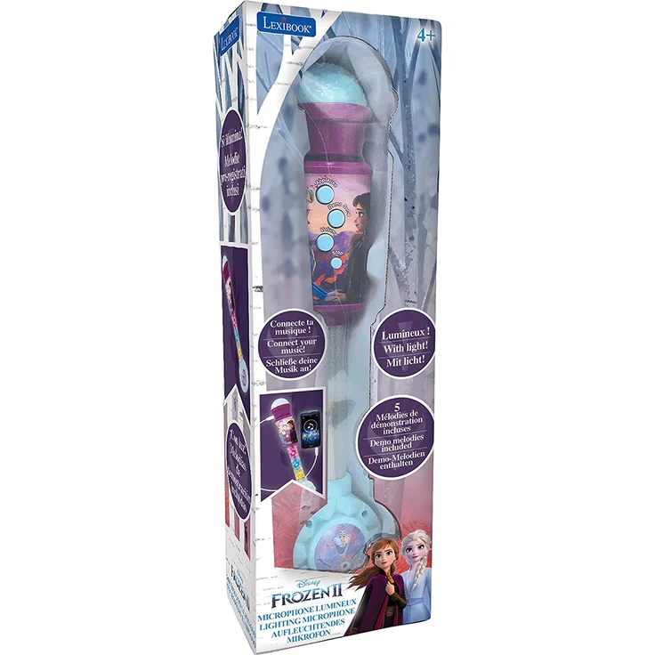 Lexibook MIC90FZ Disney Frozen Die Eiskönigin Aufleuchtendes Mikrofon für Kinder, musikalisches Spiel, integrierte Lautsprecher, lichteffekte, Audiokabel-Stecker, lila/blau – Bild 4