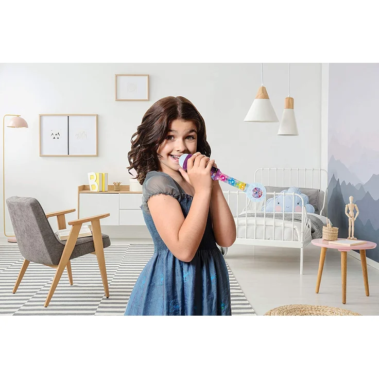 Lexibook MIC90FZ Disney Frozen Die Eiskönigin Aufleuchtendes Mikrofon für Kinder, musikalisches Spiel, integrierte Lautsprecher, lichteffekte, Audiokabel-Stecker, lila/blau – Bild 6