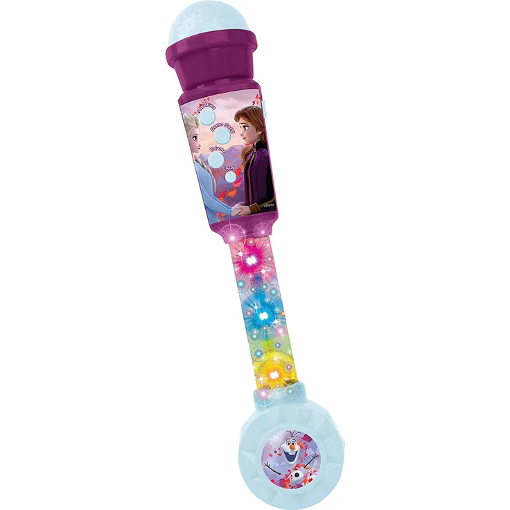 Lexibook MIC90FZ Disney Frozen Die Eiskönigin Aufleuchtendes Mikrofon für Kinder, musikalisches Spiel, integrierte Lautsprecher, lichteffekte, Audiokabel-Stecker, lila/blau
