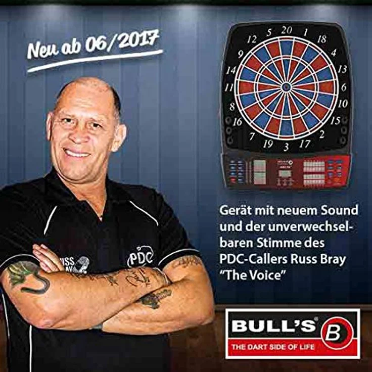 BULL'S 'Delta Iv Russ Bray Sound' Elektronik Dartboard, Mehrfarbig, 59 x 46 cm – Bild 3