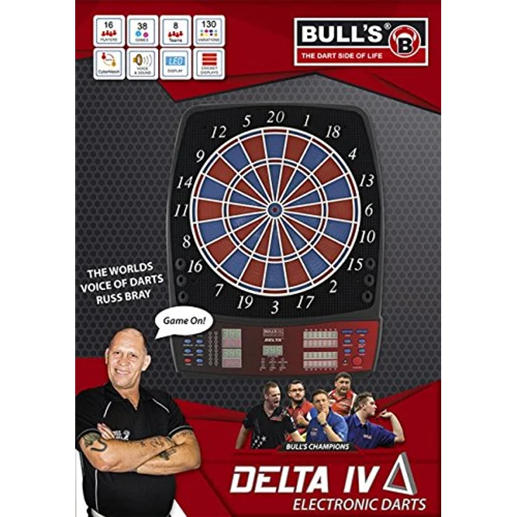 BULL'S 'Delta Iv Russ Bray Sound' Elektronik Dartboard, Mehrfarbig, 59 x 46 cm – Bild 2