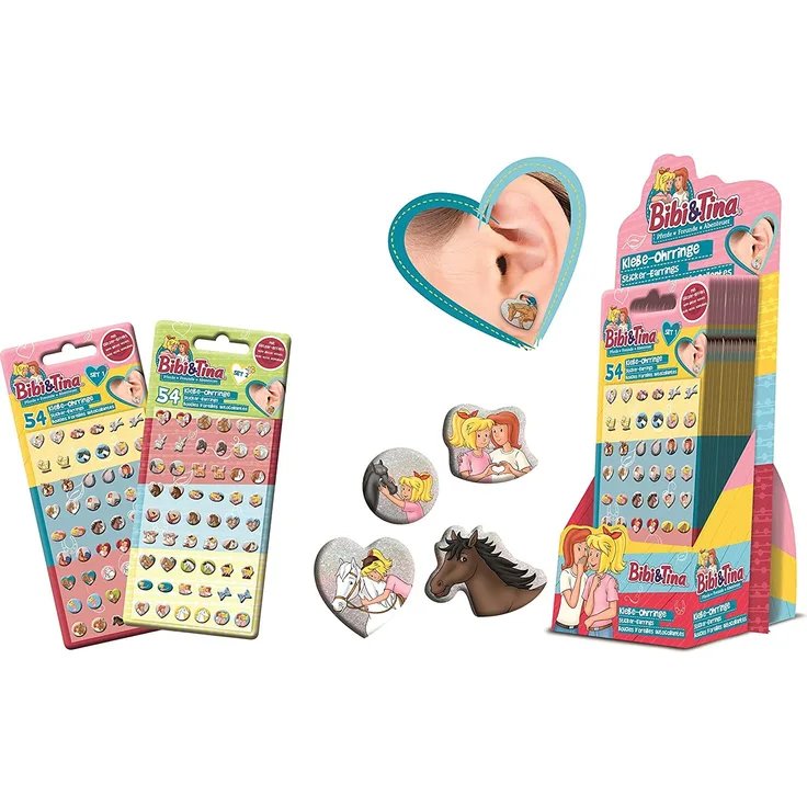 CRAZE Sticker Earrings BIBI & Tina Selbstklebende Ohrringe für Kinder Kinderschmuck Schmuck 10631, Verschiedene Motive