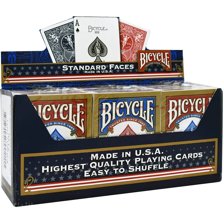 Paket von 12 Pokerkarten Bicycle Standard (6 Blau / 6 Rot)