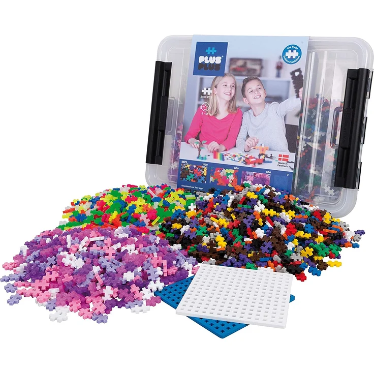 Plus-Plus PP3406 9603406 Kreativ-Bausteine Box, Geniales Konstruktionsspielzeug, 2400 Teile, Basic, Rosa - Preisvergleich – Bild 1