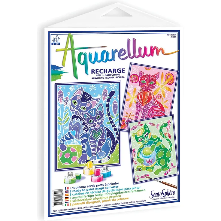 Sentosphère 3900628 - Nachfüllpack für das Malset Aquarellum Katzen