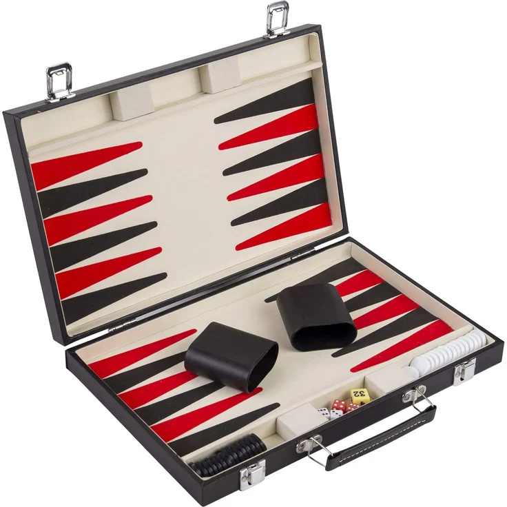 Engelhart - Schwarzes und weißes rotes Backgammon 36 cm - 250505 - Preisvergleich – Bild 1