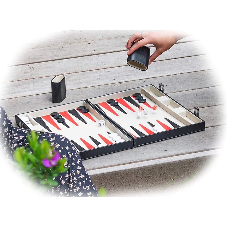 Engelhart - Schwarzes und weißes rotes Backgammon 36 cm - 250505 - Preisvergleich – Bild 5