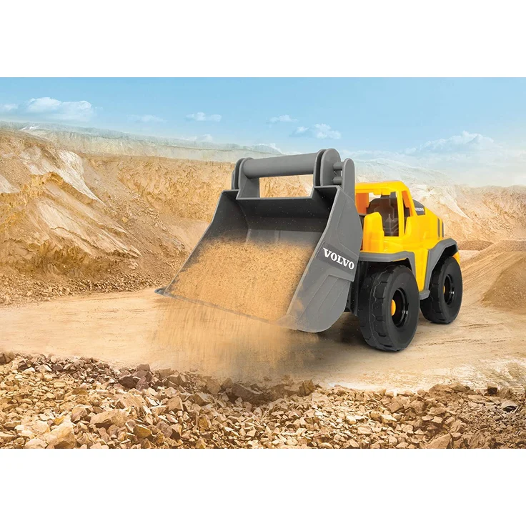 Dickie Toys Volvo Heavy Mack Truck, großer LKW mit 2 Volvo Fahrzeugen auf Anhänger, Bagger & Radlader, Anhänger zum Abkoppeln, Licht & Sound, inkl. Batterien, 70 cm groß, gelb - Preisvergleich – Bild 11