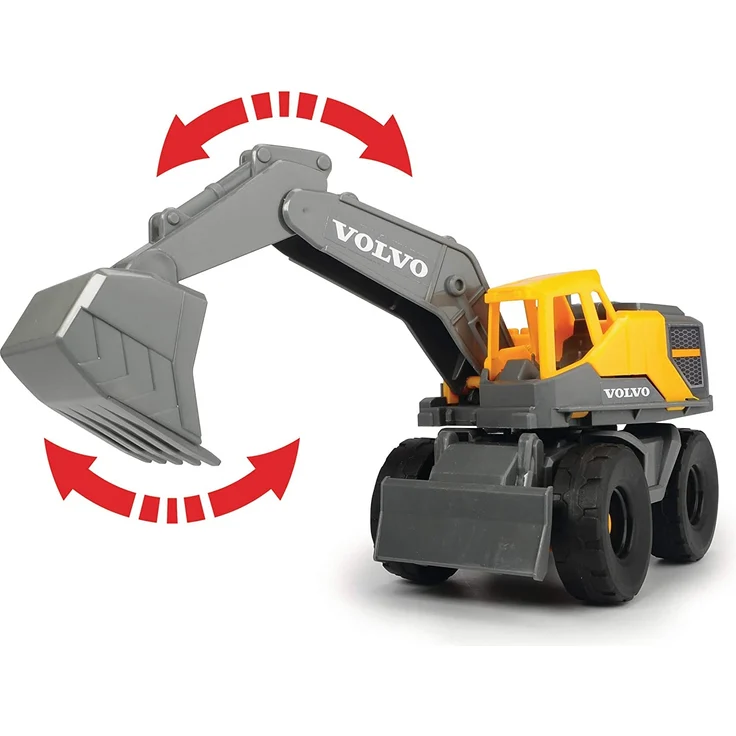 Dickie Toys Volvo Heavy Mack Truck, großer LKW mit 2 Volvo Fahrzeugen auf Anhänger, Bagger & Radlader, Anhänger zum Abkoppeln, Licht & Sound, inkl. Batterien, 70 cm groß, gelb - Preisvergleich – Bild 5