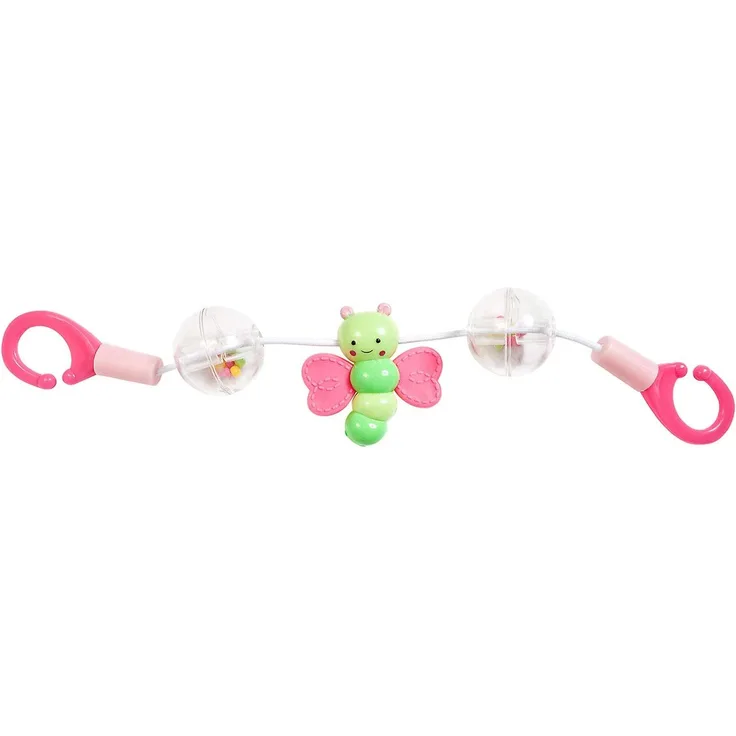 Heless 822 - Rasselkette für den Puppenwagen mit Schmetterling, Länge ca. 28,5 cm, für den Spielspaß unterwegs